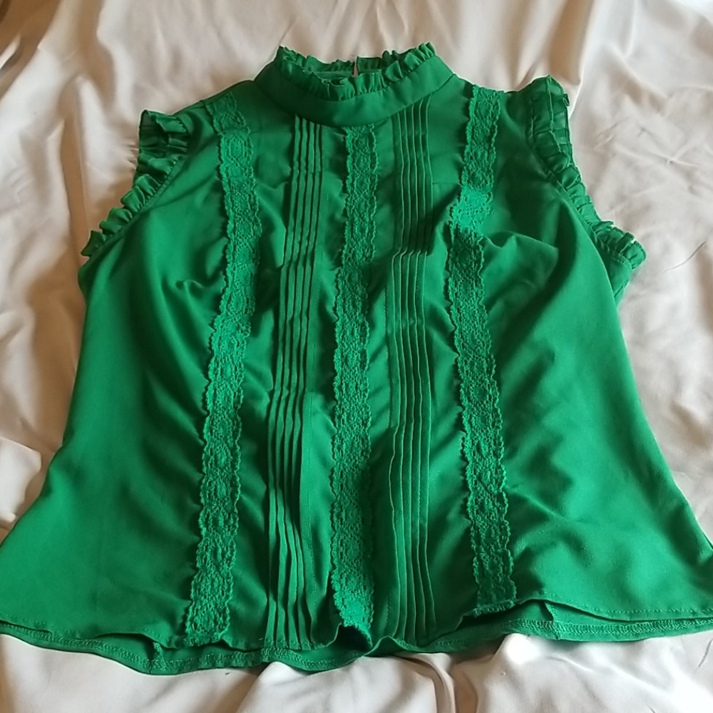 Green women's sleeveless dress blouse